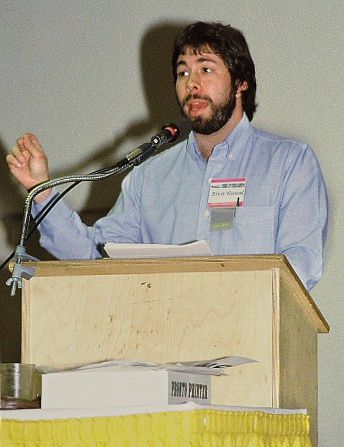 Steve Wozniak at the Apple Convention in Boston, 1983. Photo by Alan Light, CC BY 2.0.